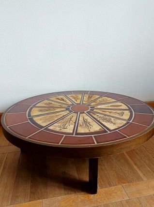 Table basse Herbier Par Roger Capron 1960