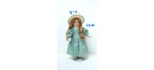 Poupée de porcelaine N°1 robe bleue fleurie