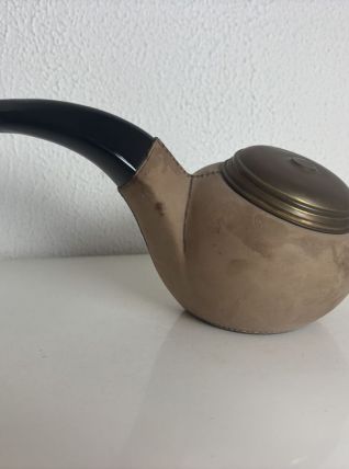 Porte-cigarettes vintage 1950 daim taupe Pipe Longchamp - 25