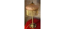 Lampe bronze ancienne abat jour pate de verre rose marbré 51