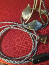 lampe fer nickelé 1900 a 20 tulipe verre papillon 32x16