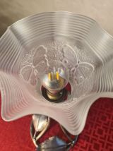 lampe fer nickelé 1900 a 20 tulipe verre papillon 32x16