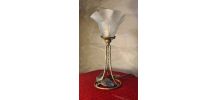 lampe fer nickelé 1900 a 20 tulipe verre papillon 32x16