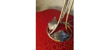 lampe fer nickelé 1900 a 20 tulipe verre papillon 32x16