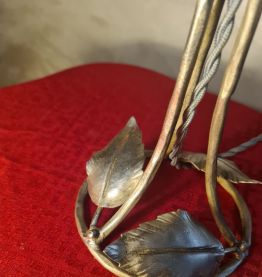 lampe fer nickelé 1900 a 20 tulipe verre papillon 32x16