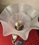lampe fer nickelé 1900 a 20 tulipe verre papillon 32x16