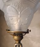 lampe fer nickelé 1900 a 20 tulipe verre papillon 32x16