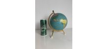 Globe terrestre vintage 1967 mappemonde dorée tripode Taride