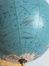 Globe terrestre vintage 1967 mappemonde dorée tripode Taride