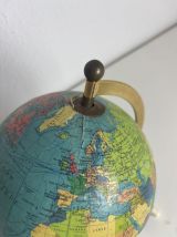 Globe terrestre vintage 1967 mappemonde dorée tripode Taride