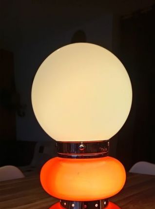 Lampe space age années 70, design Carlo Nason, verre de Mura