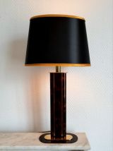 Lampe écaille Hollywood Regency noir et or 
