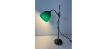 Lampe vintage 1900 de bureau laiton nickelé céladon - 52 cm
