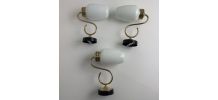 LOT 3 ANCIENNES APPLIQUES EN OPALINE VINTAGE