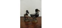 couple canards bois sculpté - peints - bon etat 