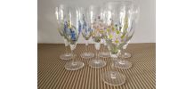 Lot de 8 flûtes à champagne vintage peintes à la main – déco