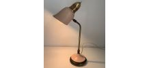 Lampe vintage 1950 style cocotte rose dorée bureau - 43 cm