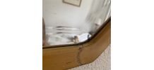 Miroir vintage 1930 Art Déco biseauté octogonal bois stuc - 