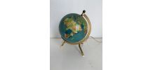 Globe vintage 1967 terrestre Taride tripode doré verre mappe