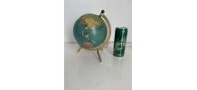 Globe vintage 1967 terrestre Taride tripode doré verre mappe