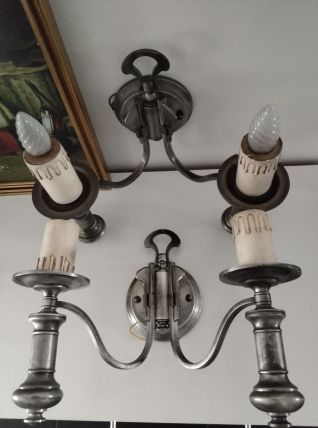 Paire d’appliques vintage Sciolari (Made in Italy) en métal 