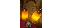 grande lampe 1970 bronze et laiton  style art nouveau 55x30 