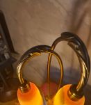 grande lampe 1970 bronze et laiton  style art nouveau 55x30 