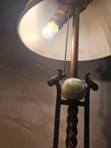 grande lampe bronze 1940 a 50 ,boules verres 60x24 elec ok i