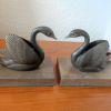 Paire de Serre-livres Cygne en Régule? sur marbre - Art déco