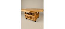 Table octogonale artisanale en bois massif 