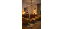 Suspension vintage 1950 coupole verre rose plafonnier - 39 x