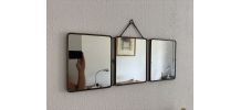 Miroir vintage 1930 triptyque barbier nickelé simili crocodi