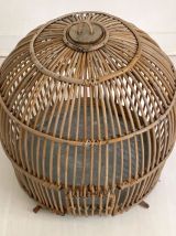 Cage à oiseaux en rotin vintage 60's