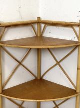 Etagère d'angle en rotin vintage 1960