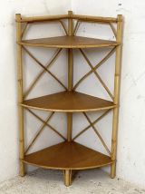 Etagère d'angle en rotin vintage 1960