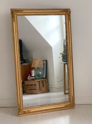 Miroir XIXème au mercure, en bois et stuc doré
