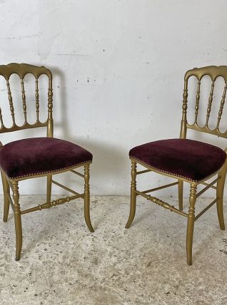 Paire de chaises Charivari en bois doré