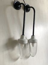 Paire d'appliques Art déco en fonte, verre et céramique 1930