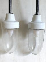 Paire d'appliques Art déco en fonte, verre et céramique 1930