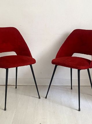 Paire de chaises moumoute style Pierre Guariche 