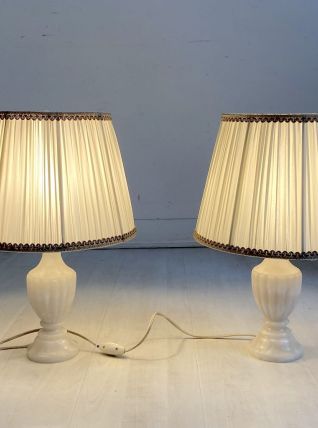 Paire de lampe à poser en Albatre vintage 1970's