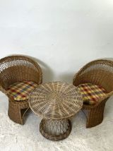 Salon en rotin vintage 70's