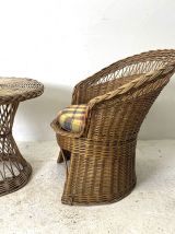 Salon en rotin vintage 70's