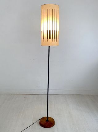 Lampadaire scandinave vintage 1960's teck et placage de teck