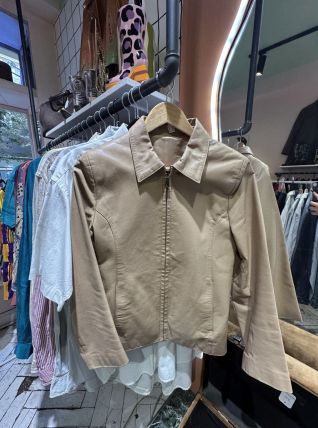 Veste vintage en cuir beige