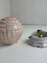 ANCIENNE PETITE APPLIQUE EN OPALINE ET CERAMIQUE ART-DECO 