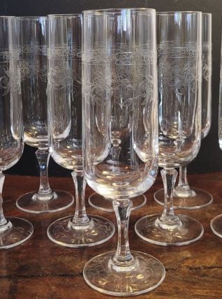 10 verres/ flûte à champagne 16 cl Cristal d'Arques Matignon