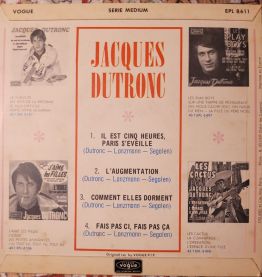 Vinyle EP 45rpm Jacques Dutronc - Il Est Cinq Heures, Paris 