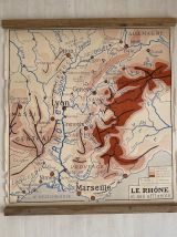 Carte scolaire vintage recto verso "La Garonne / le Rhone