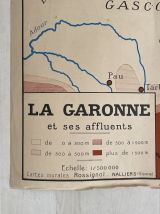 Carte scolaire vintage recto verso "La Garonne / le Rhone